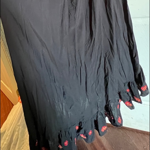 J for justify black with red embroidered roses hi low dress - Picture 7 of 8